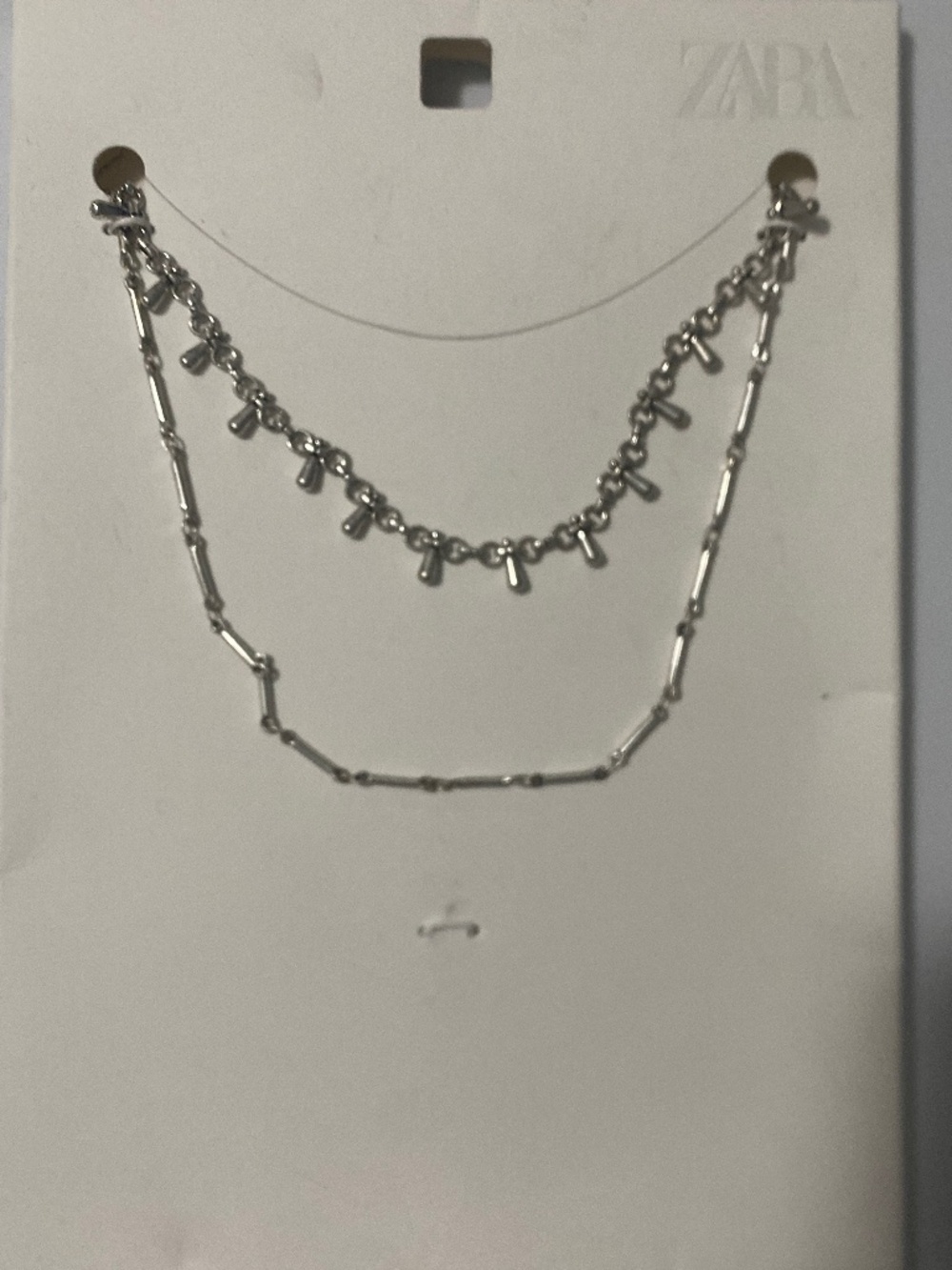 NWT Zara 2 Pack Silver Tone Chain Necklaces